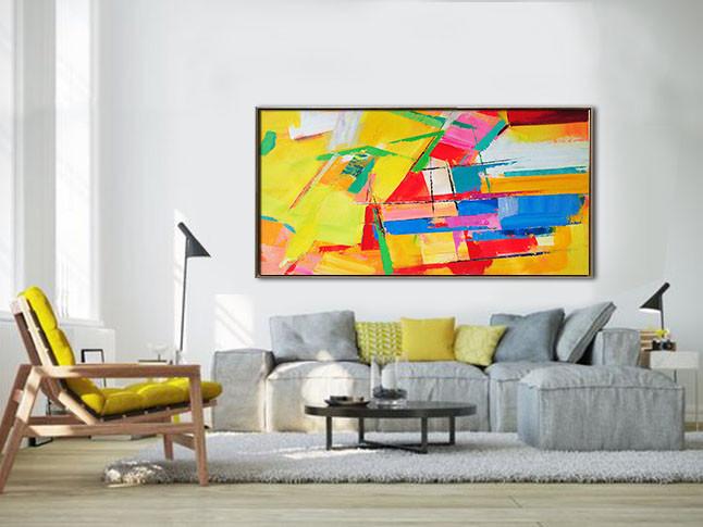 Panoramic Palette Knife Contemporary Art #L44D - Click Image to Close